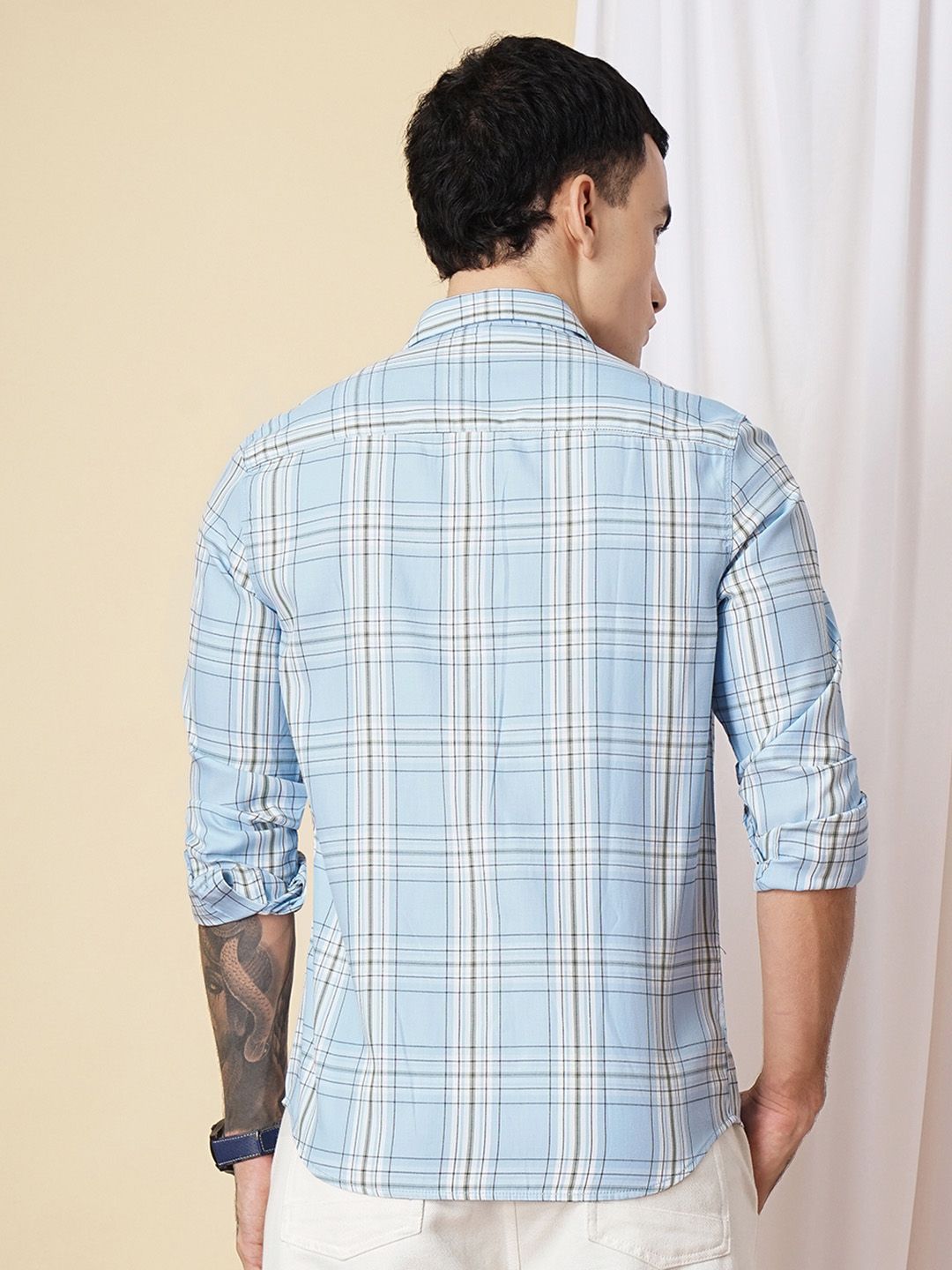 The Indian Garage Co Checked Casual  Cotton Shirt