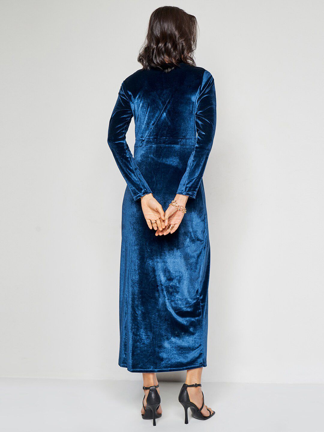 AND V-Neck Long Sleeves Maxi Midi Dress