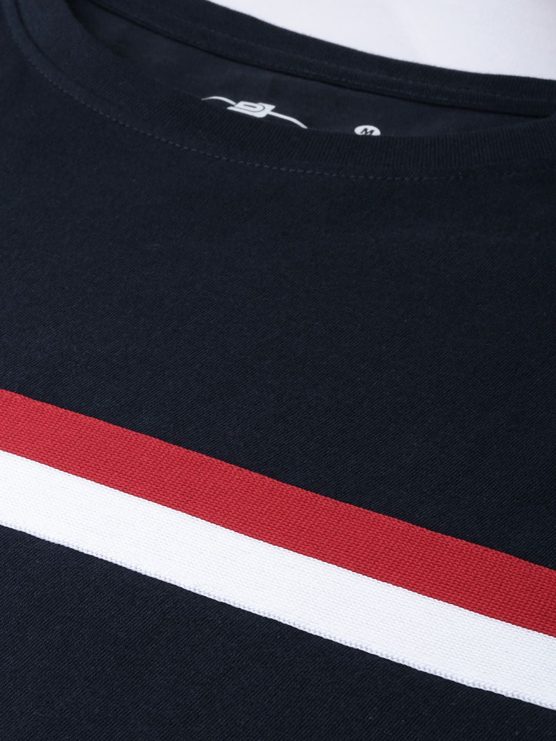 DILLINGER Men Navy Blue  Red Striped Cotton Pure Cotton T-shirt