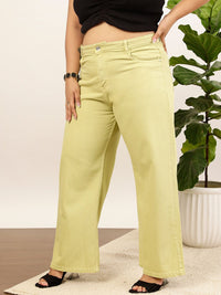 CURVY STREET jean Women Clean Look Pure Cotton Wide Leg Jeans
