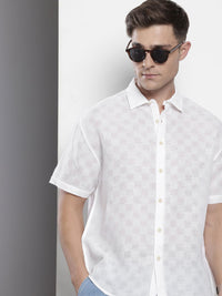 The Indian Garage Co Self-Design Drop-Shoulder Sleeves Relaxed Fit Semi Sheer Casual Shirt