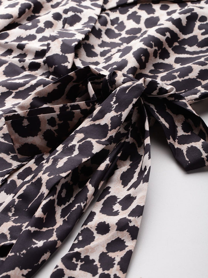 DressBerry Animal Print Midi Wrap Dress