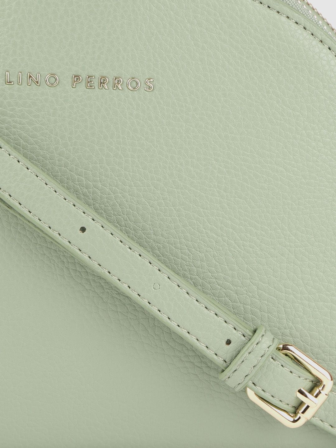 Lino Perros Green Solid Half Moon Sling Bag
