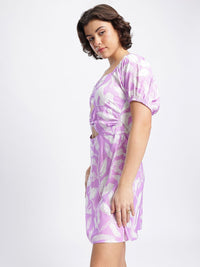 DressBerry Floral Frenzy Printed Cut-Out Detail Mini Sheath Dress