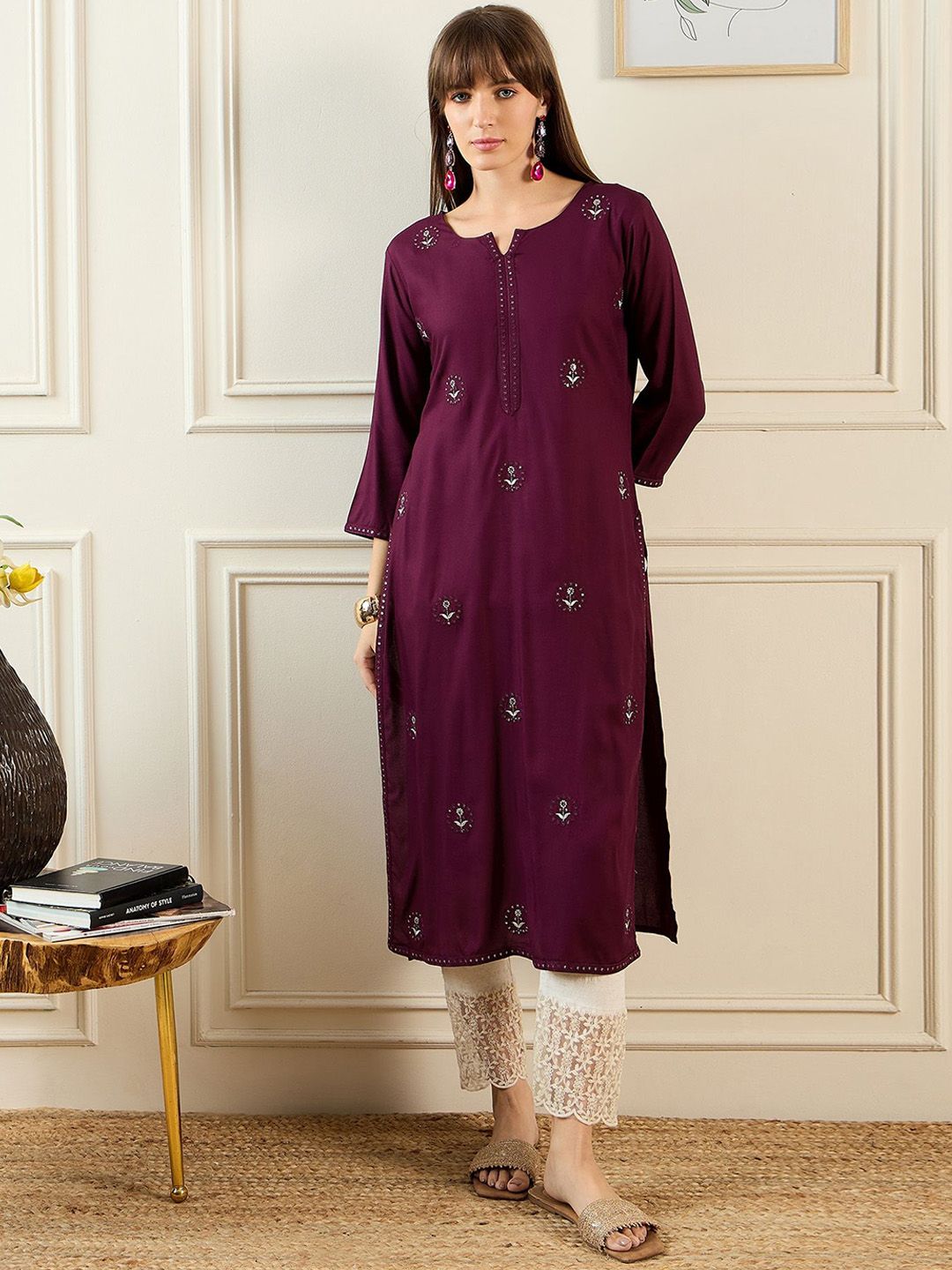 Indo Era Women Ethnic Motifs Embroidered Sequinned Kurta