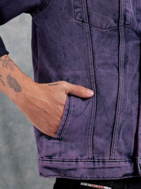 The Indian Garage Co Men Slim Fit Washed Denim Jacket with Flap Pockets