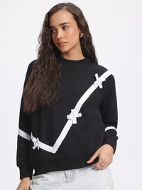DressBerry Knit City Vibes Contrast Bow Detail Sweatshirt