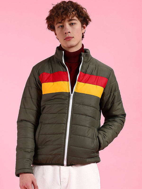 The Indian Garage Co Men Colourblock Regular Fit Puffer Jacket