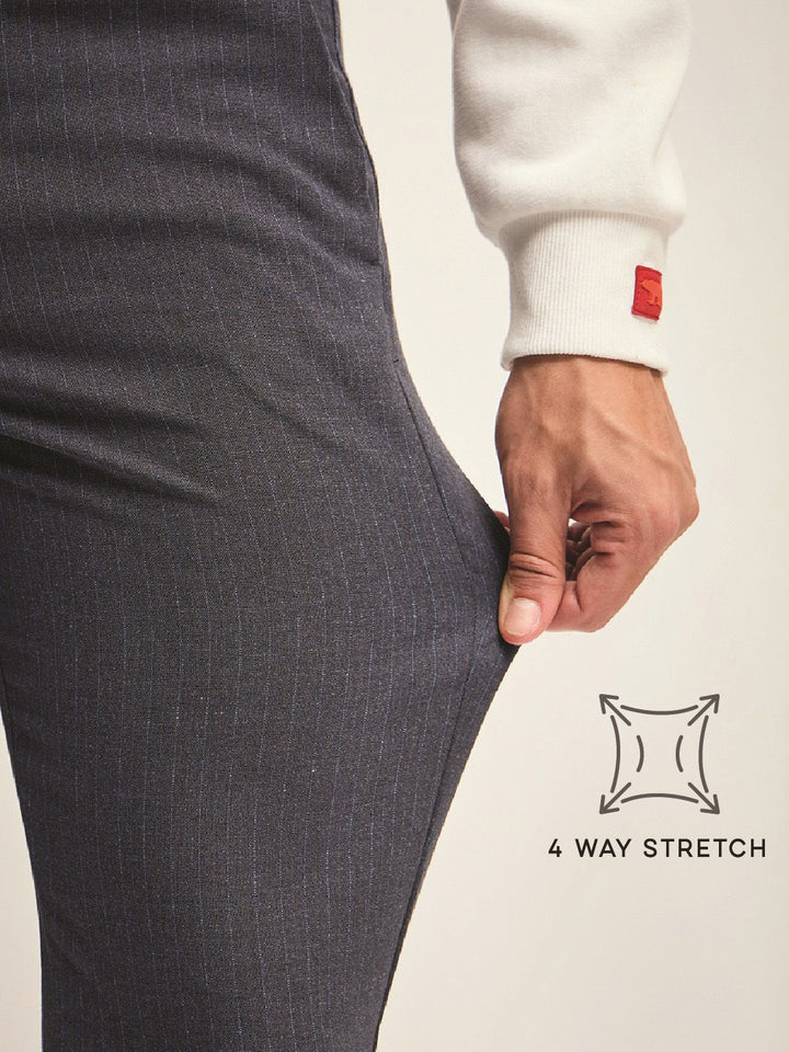 THE BEAR HOUSE Men Solid 4 Way Stretch Formal Trouser