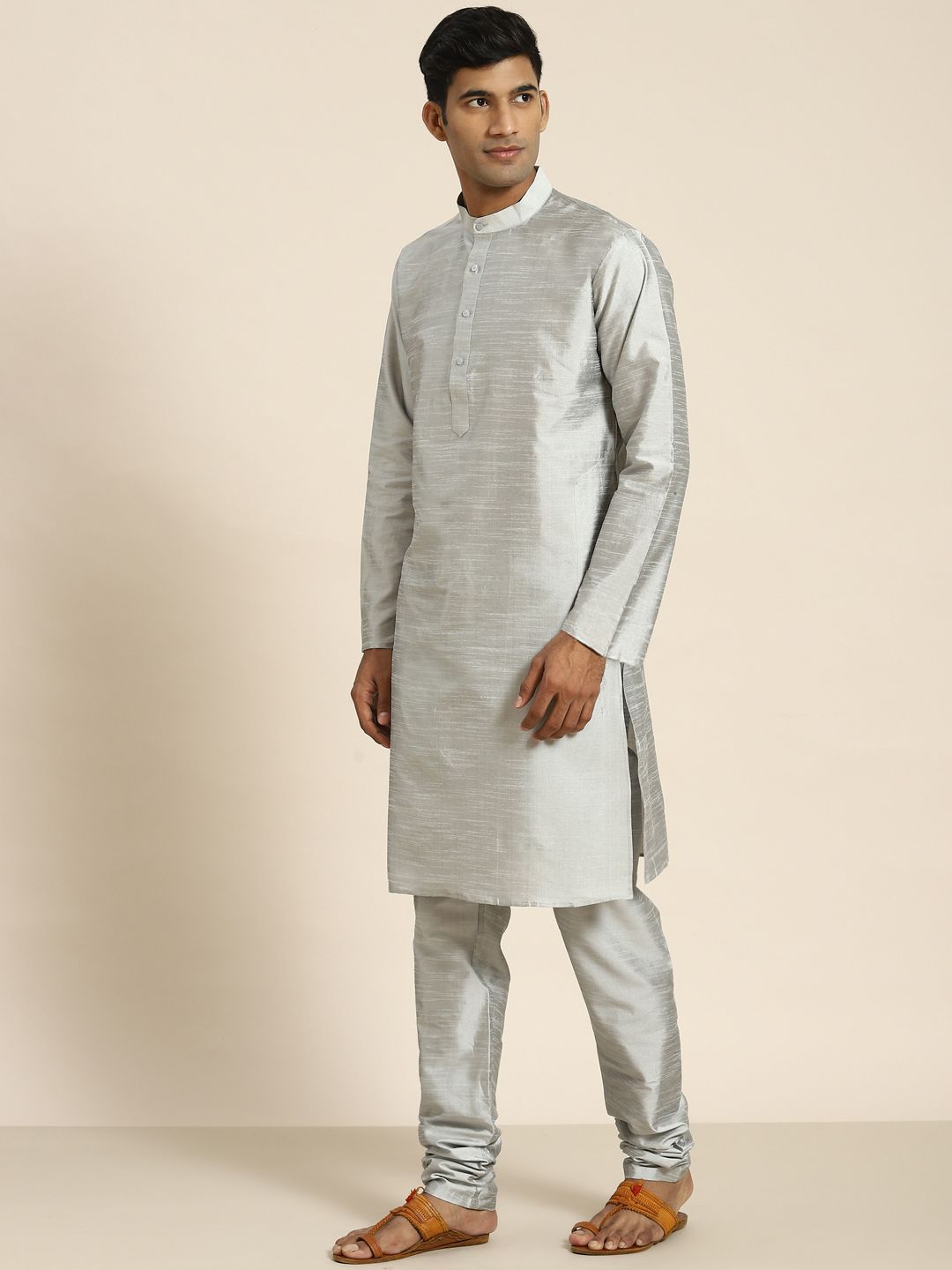 SOJANYA Men Woven Design Kurta with Churidar with Nehru Jacket