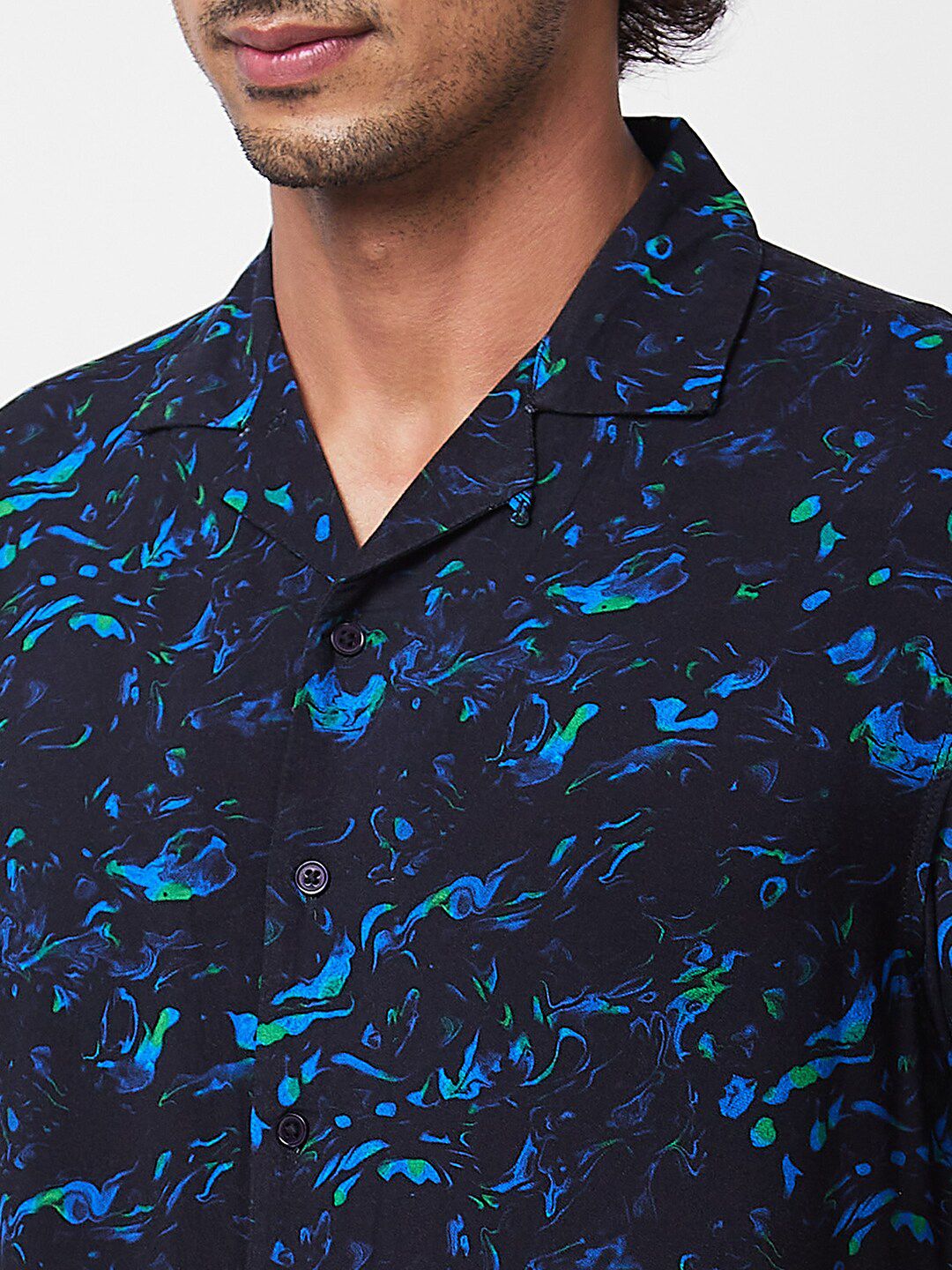 SPYKAR spread collar Short Sleeves Printed Casual Cotton Shirt