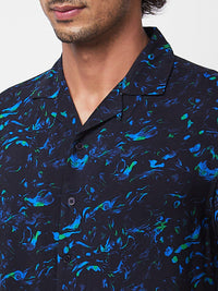 SPYKAR spread collar Short Sleeves Printed Casual Cotton Shirt