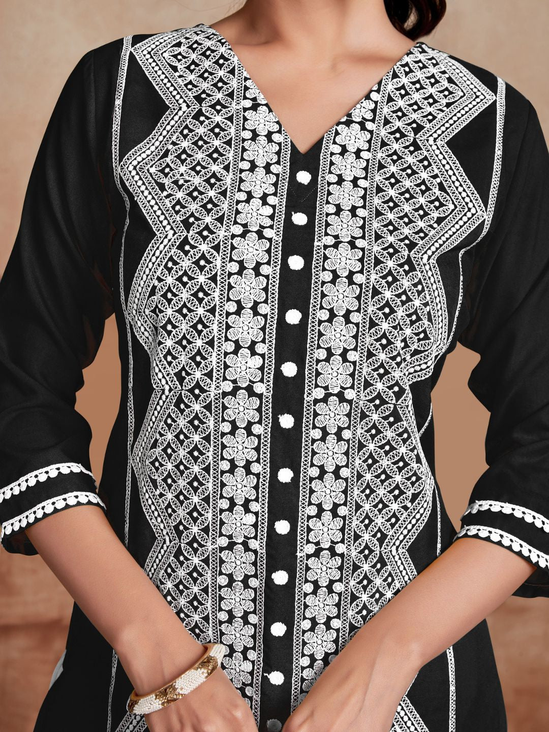 KALINI Chikankari Embroidered Straight Kurta