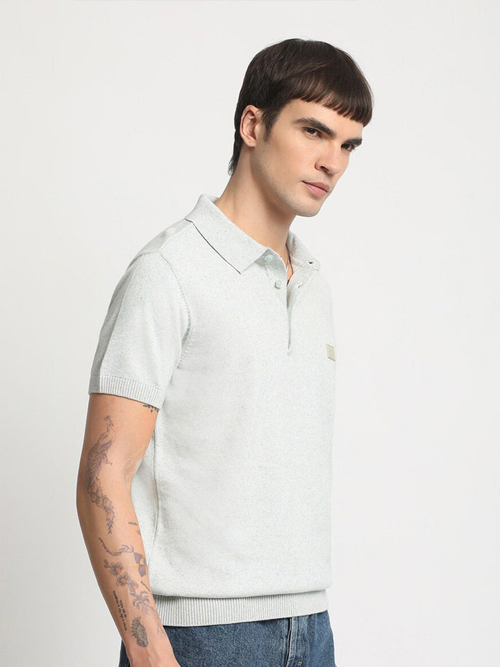 THE BEAR HOUSE Polo Collar Short Sleeves Ribbed T-shirt