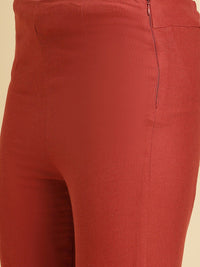 W Women Slim Fit Mid-Rise Cotton Regular Trousers