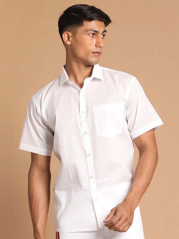 VASTRAMAY Men White Premium Casual Shirt