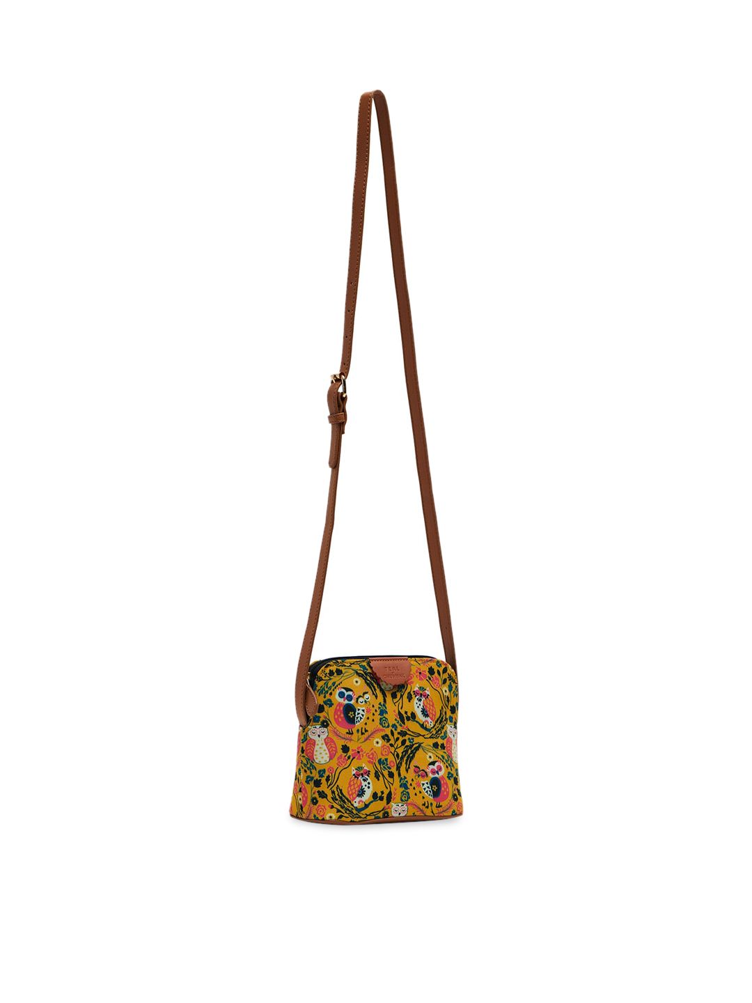 TEAL BY CHUMBAK Floral Printed Structured Sling Bag