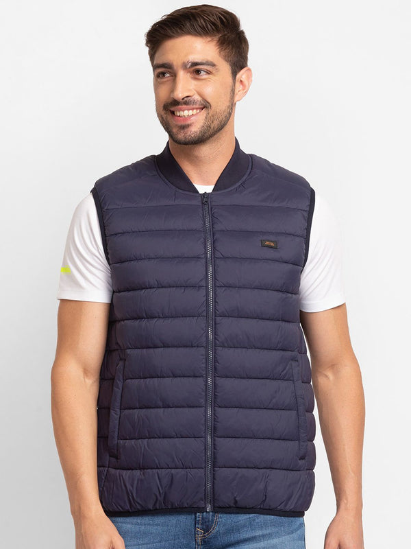 SPYKAR Solid Stand-Collar Puffer Jacket
