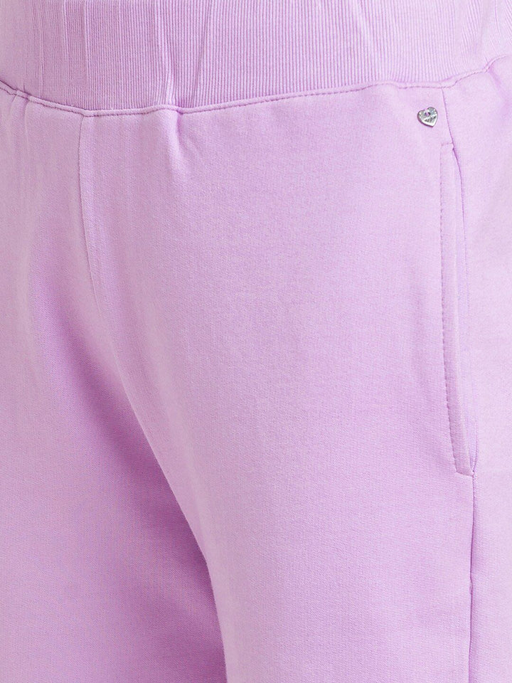 SPYKAR Women Lavender & White Color-Blocked Slim Fit Joggers