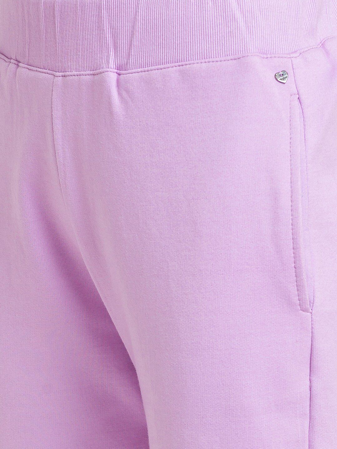 SPYKAR Women Lavender & White Color-Blocked Slim Fit Joggers