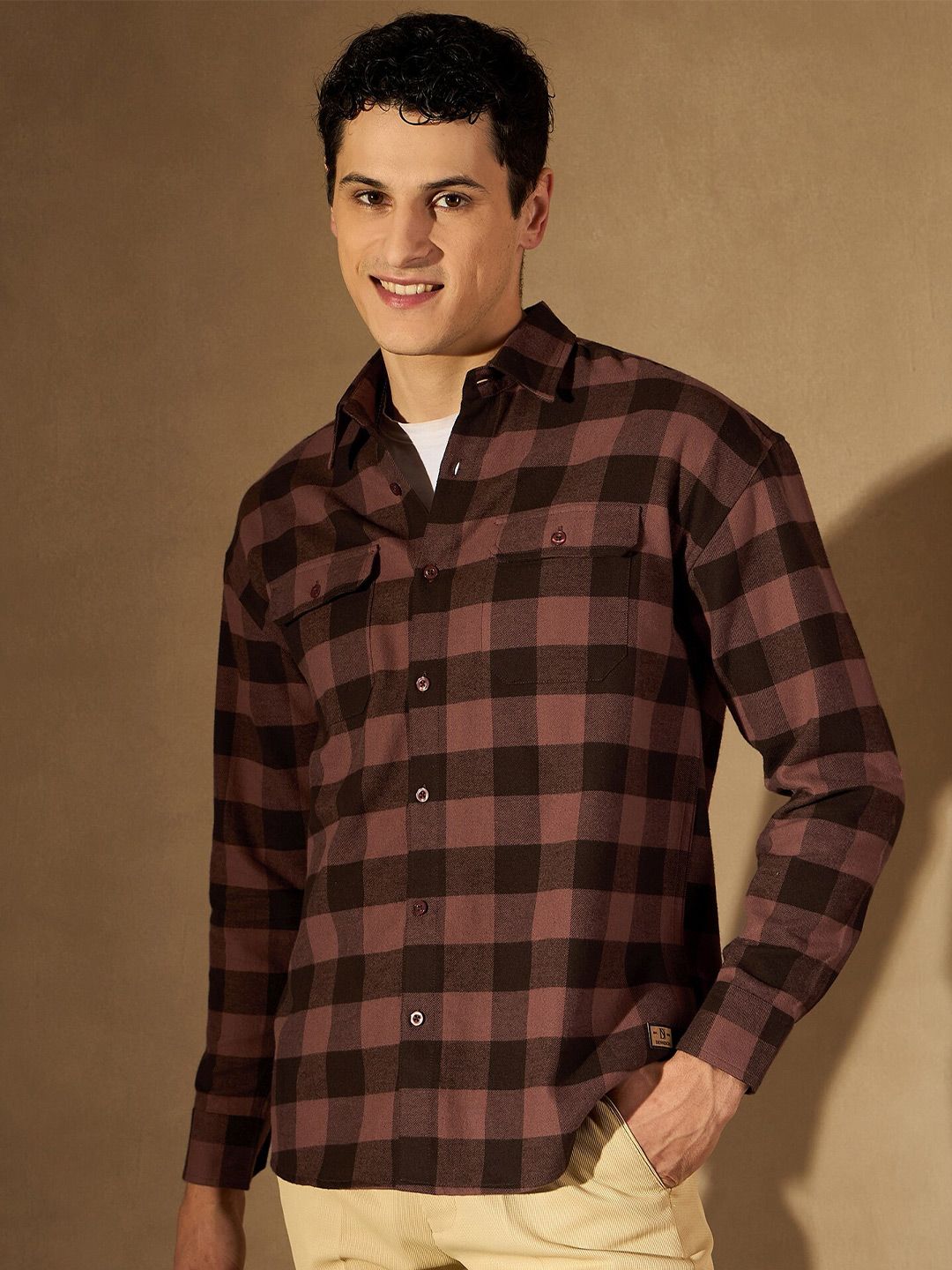 DENNISON Smart Buffalo Checks Cotton Checked Casual Shirt