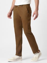 Urbano Fashion Men Brown Slim Fit Solid Pure Cotton Chinos