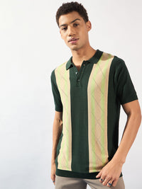 DENNISON Textured Polo Collar Knitted T-Shirt