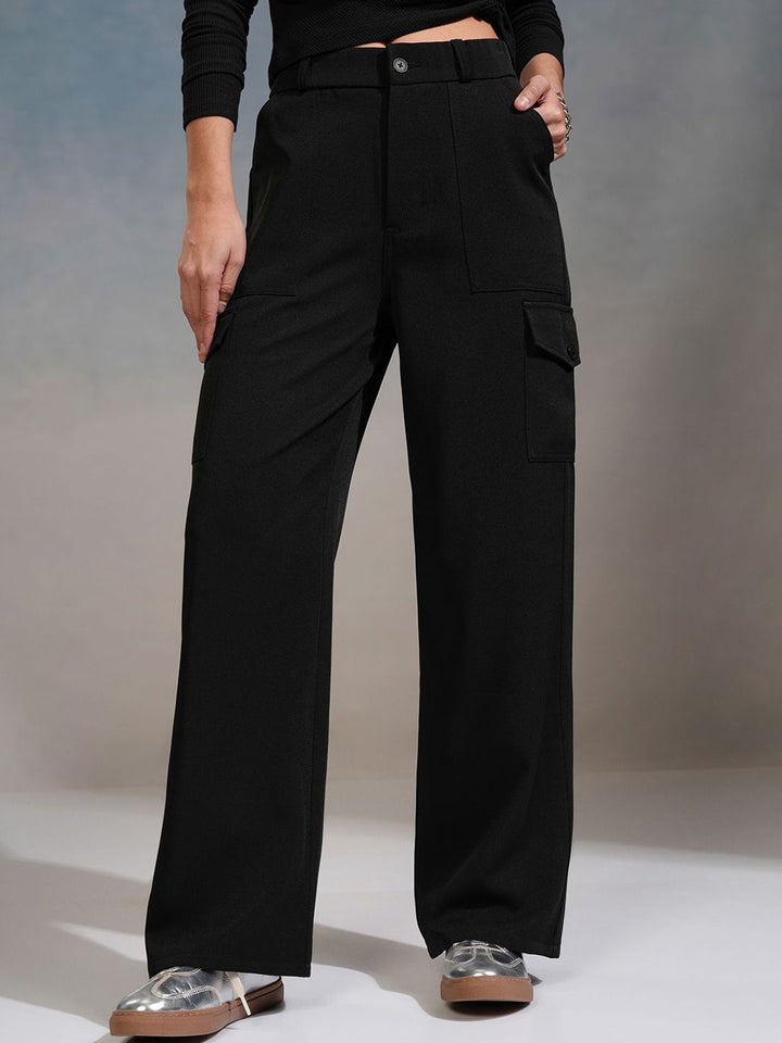Street By Tokyo Talkies Women Straight Fit High-Rise Cargos Trousers