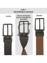 Teakwood Leathers Men Textured Leather Reversible Formal Belt