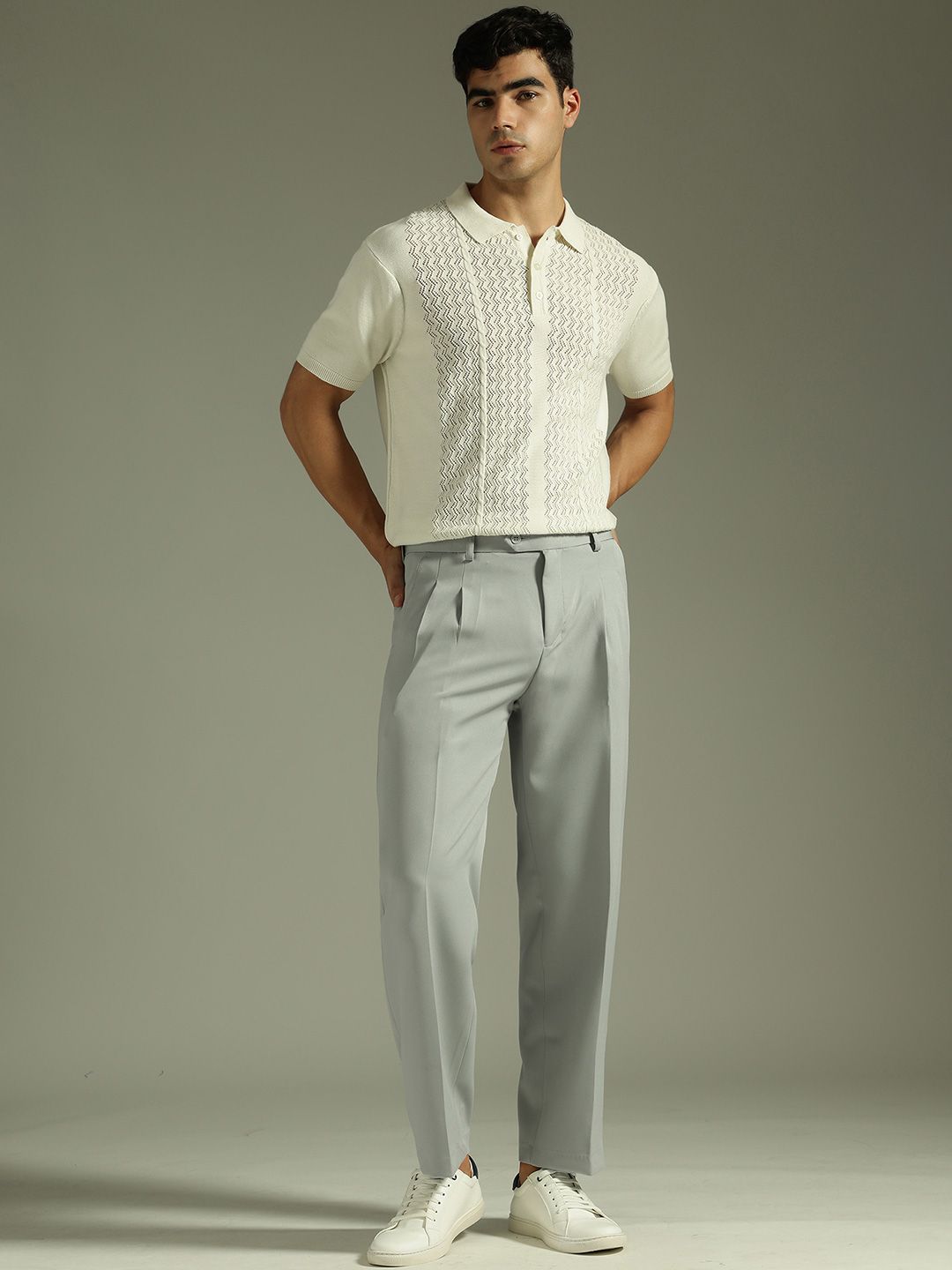 DENNISON Men Baggy Fit Pleated Trousers
