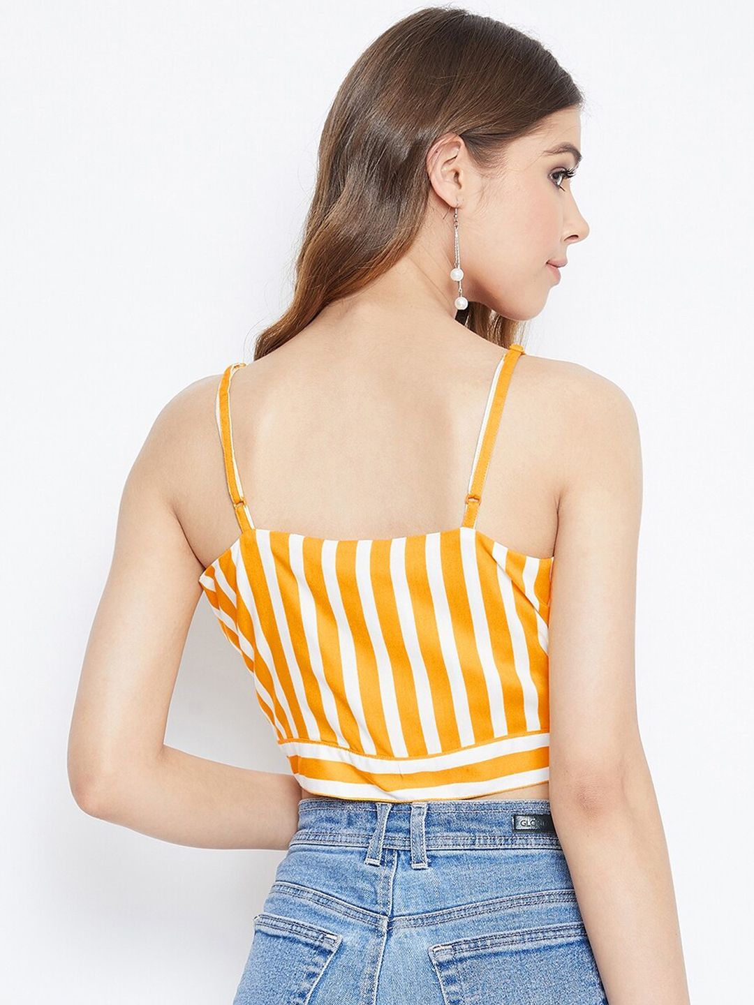 Berrylush Women Yellow Striped Top