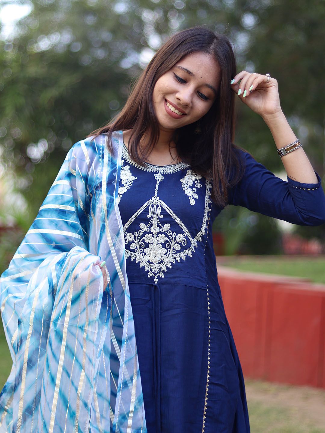 KALINI Women Ethnic Motifs Yoke Design Gotta Patti Kurta with Palazzos & With Dupatta