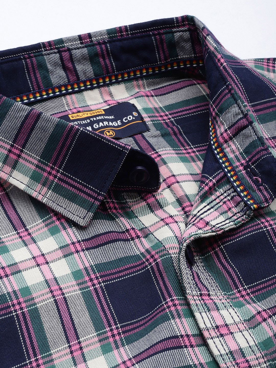 The Indian Garage Co Men Black Comfort Tartan Checked Casual Shirt
