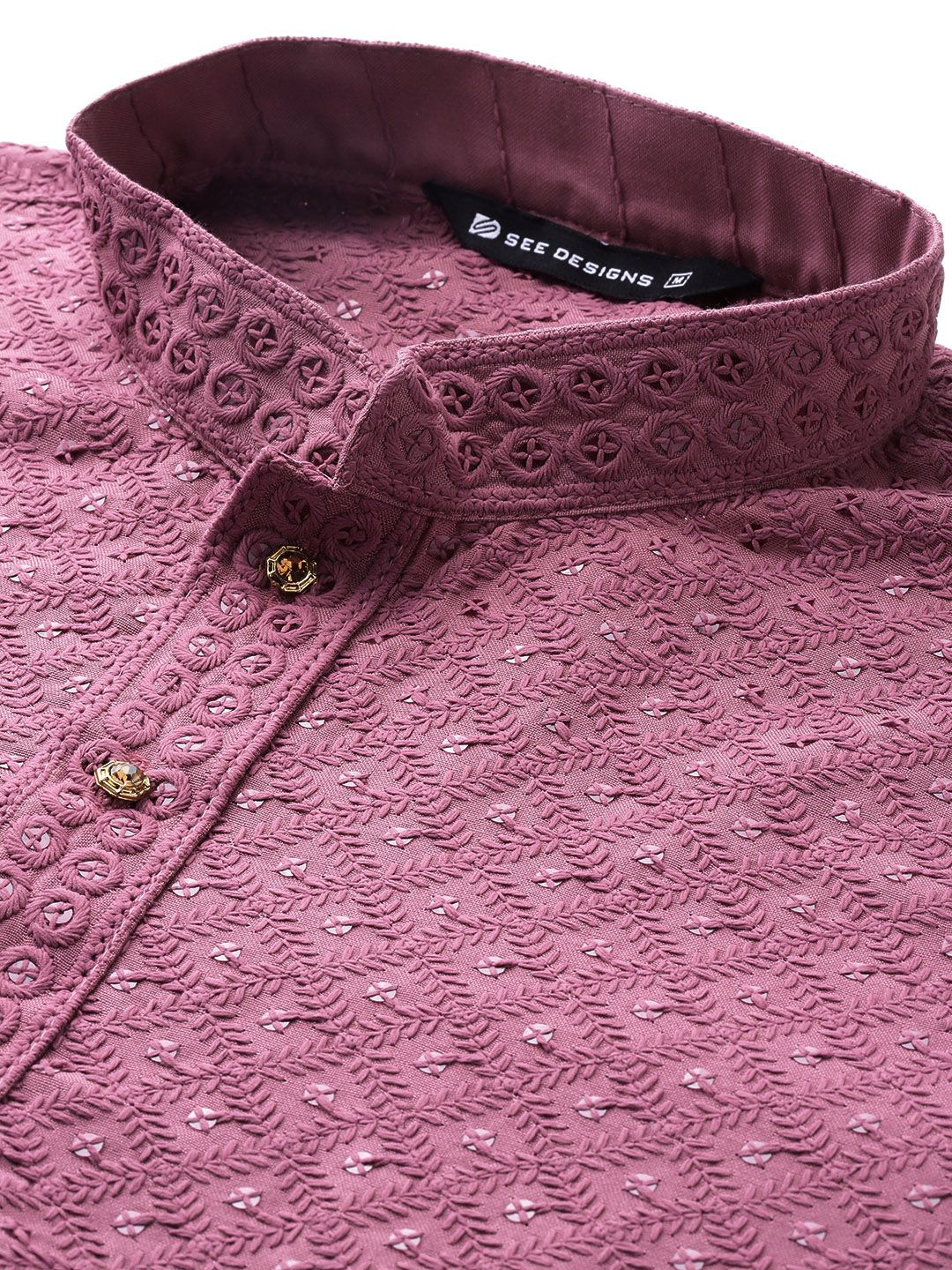 See Designs Men Embroidered Sequinned Kurta with Pyjamas