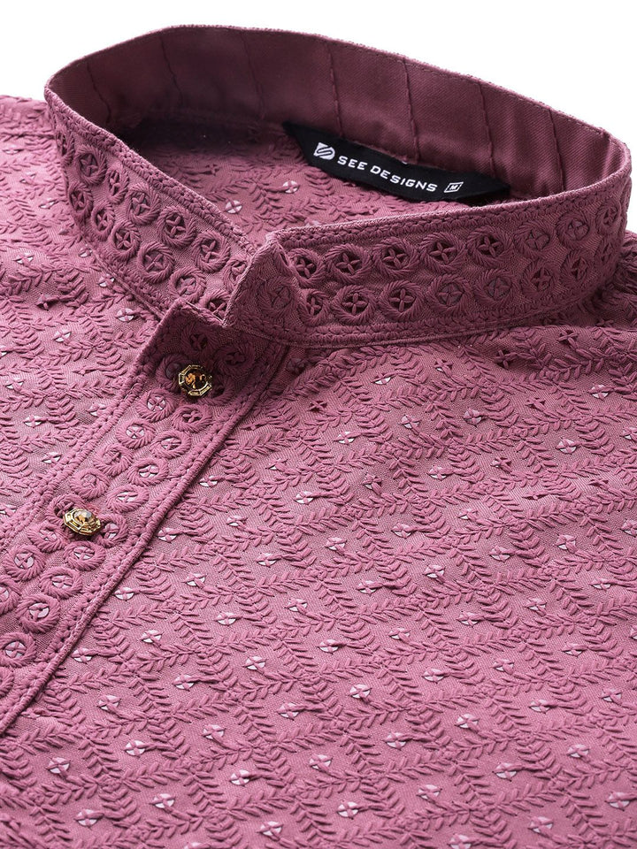 See Designs Men Embroidered Sequinned Kurta with Pyjamas
