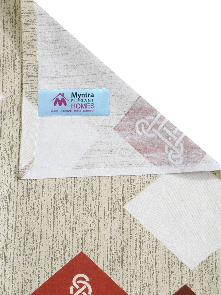 Myntra Elegant Homes Beige & White Geometric 400 TC Single Bedsheet with 1 Pillow Covers