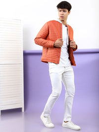HIGHLANDER Men Rust Striped Padded Jacket