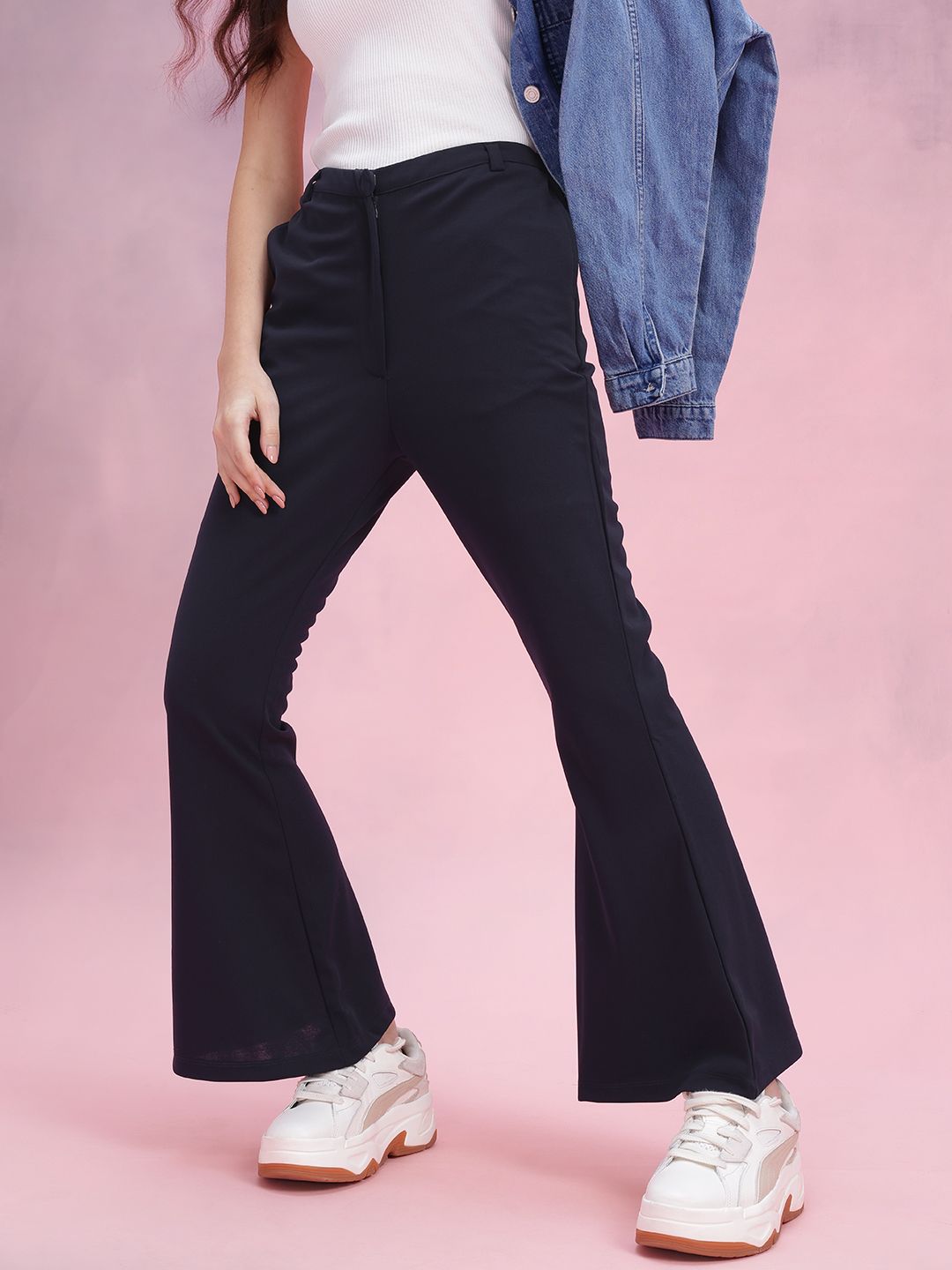 DressBerry Women Flared High-Rise Trousers
