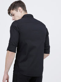 The Indian Garage Co Men Black Slim Fit Striped Casual Shirt