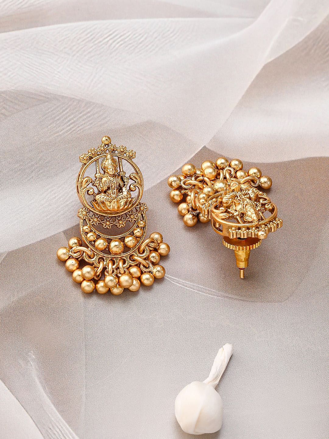 Rubans 22K Gold-Plated Divine Lakshmi Motif Biara Perhiasan Ditetapkan Dengan Perincian Rumit