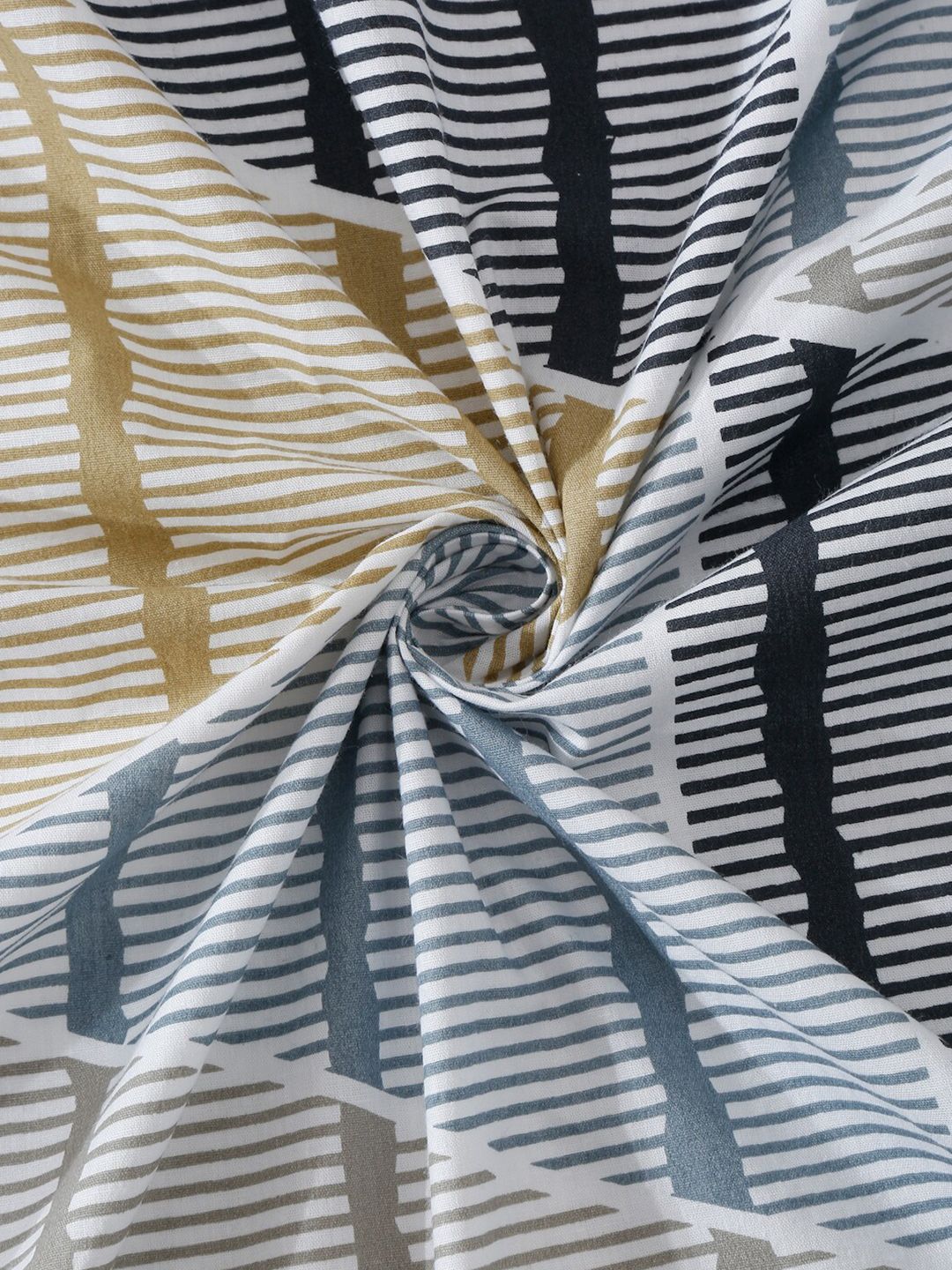 KLOTTHE White & Blue Printed 400 TC Cotton Fitted Super King Bedsheet & 2 Pillow Covers