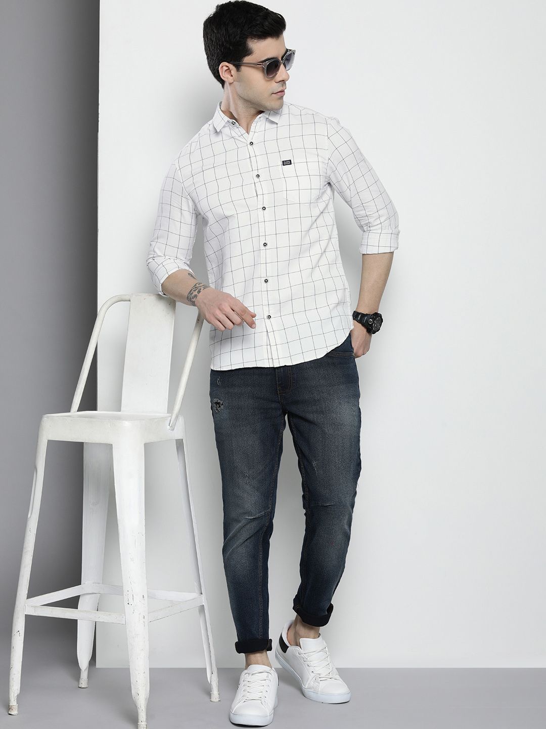 The Indian Garage Co Men Checked Pure Cotton Casual Shirt