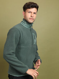 HIGHLANDER Green Mock Collar Pullover Sweatshirt