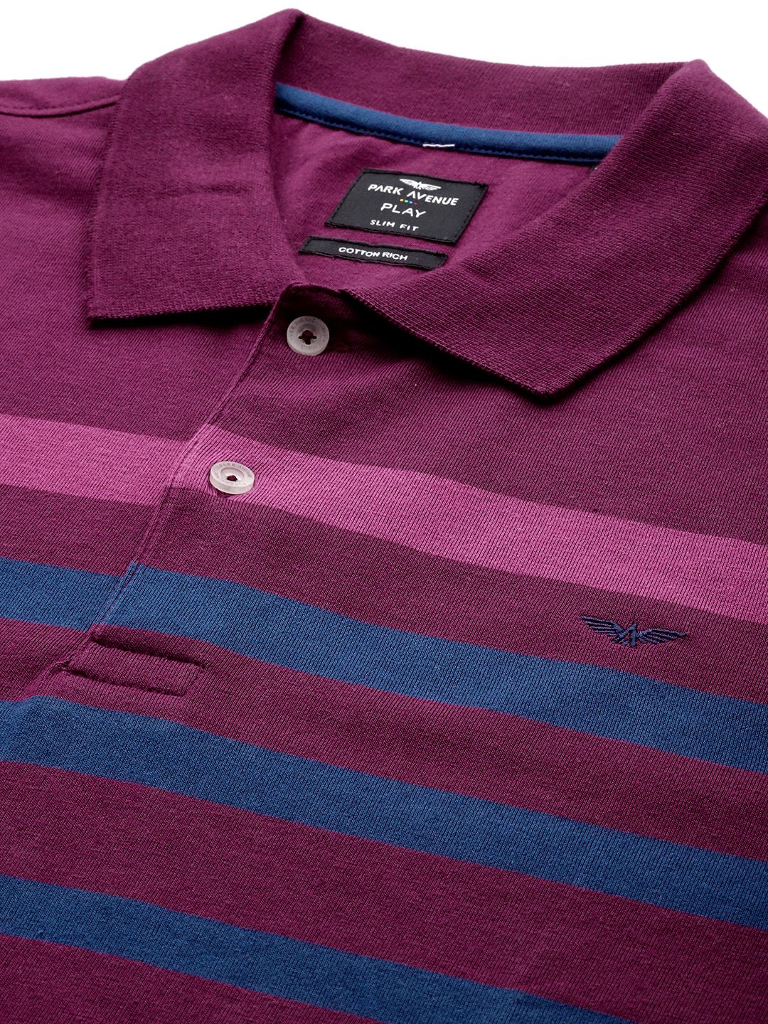 Park Avenue Striped Polo Collar Slim Fit T-shirt