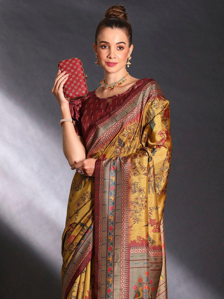 Saree mall Floral Printed Cotton Bagru Sarees