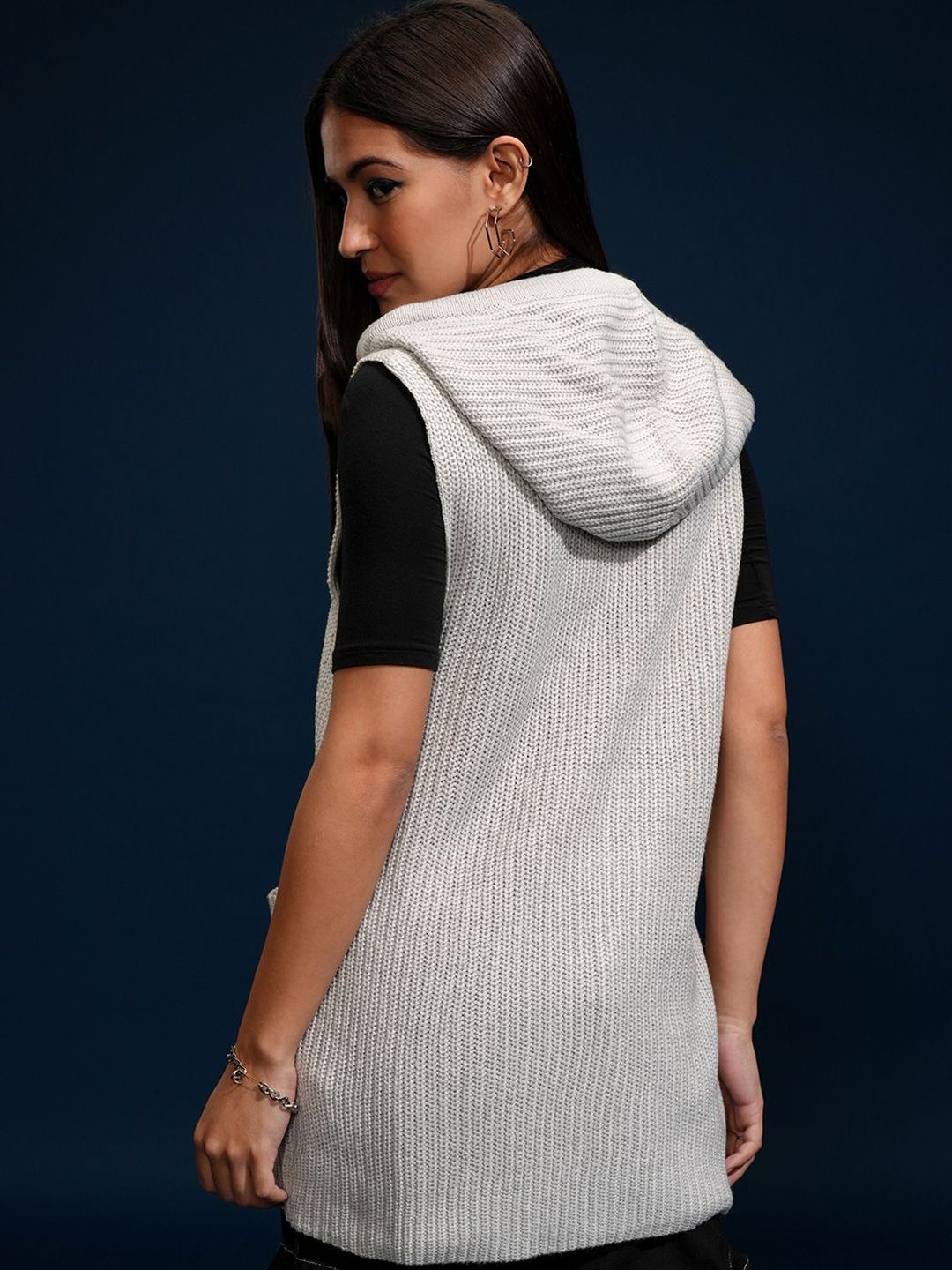 Tokyo Talkies Women Front Open Hooded Sweater