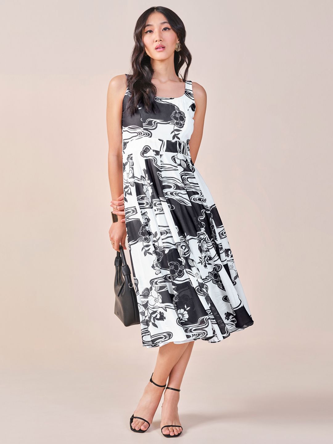 AND Floral Print Fit & Flare Midi Dress