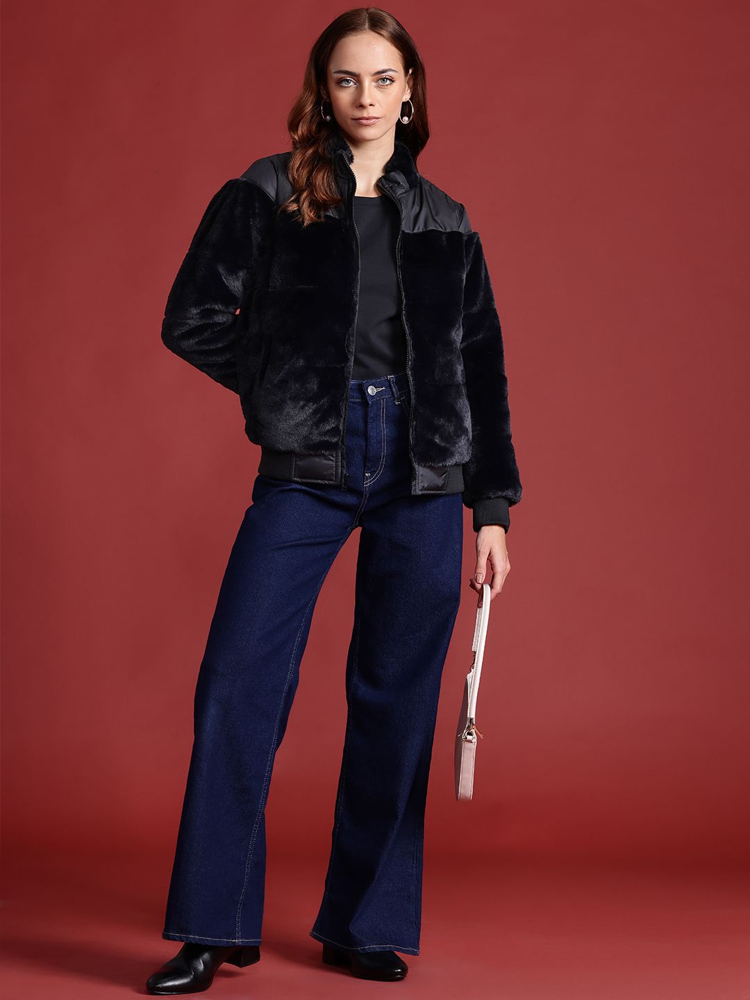 all about you Faux-Fur Detail Bomber Jacket