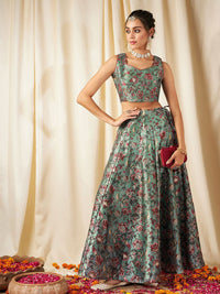 Shae by SASSAFRAS Floral Printed Ready to Wear Lehenga & Crop Top