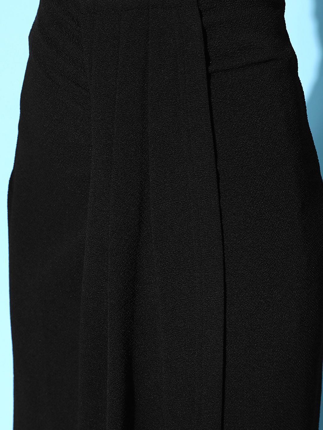 Berrylush Women Black Solid High Waist Draped Tulip Skirt